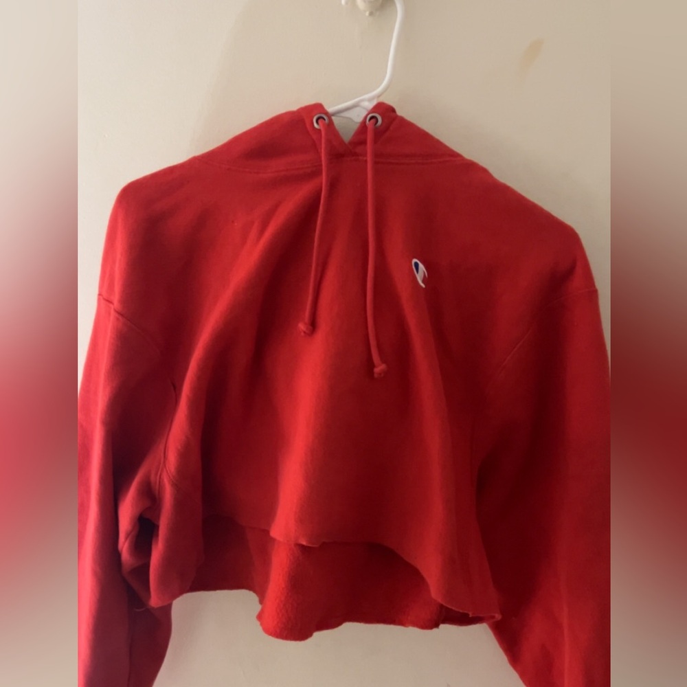 Red Champion crop sweater